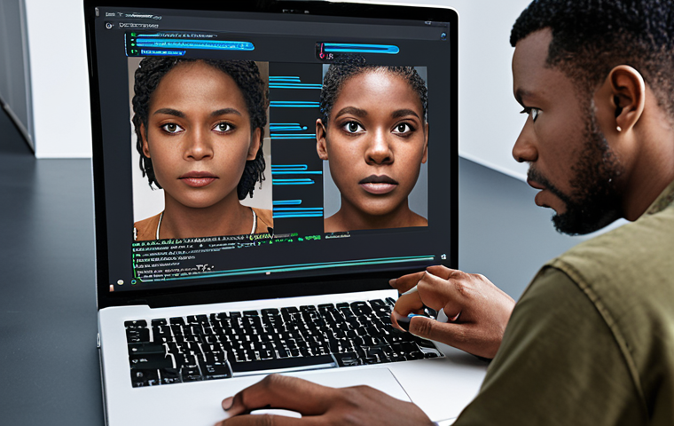 Addressing Bias in AI**
Prompt: Diverse group of people collaborating on a computer screen displaying complex AI code, with visual cues emphasizing fairness, inclusion, and removal of biased data. The scene should convey the importance of ethical AI development and minimizing discrimination. Clean, modern design aesthetic.
**