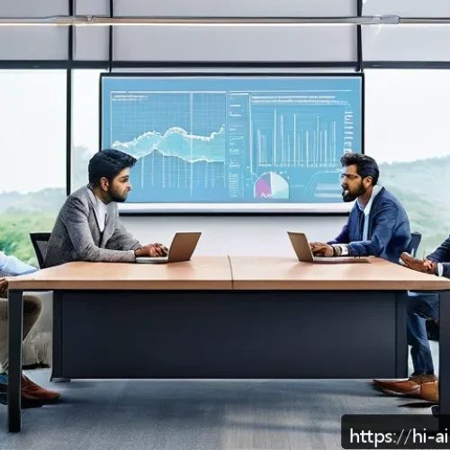 AI 윤리와 AI 사용 가이드 - A diverse group of Indian professionals in a modern office setting discussing AI ethics and social r...